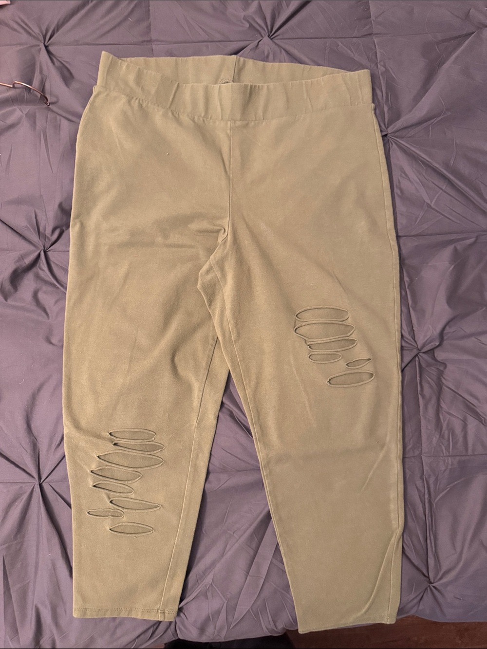 torrid Olive-Tone Distressed Plus Size Leggings